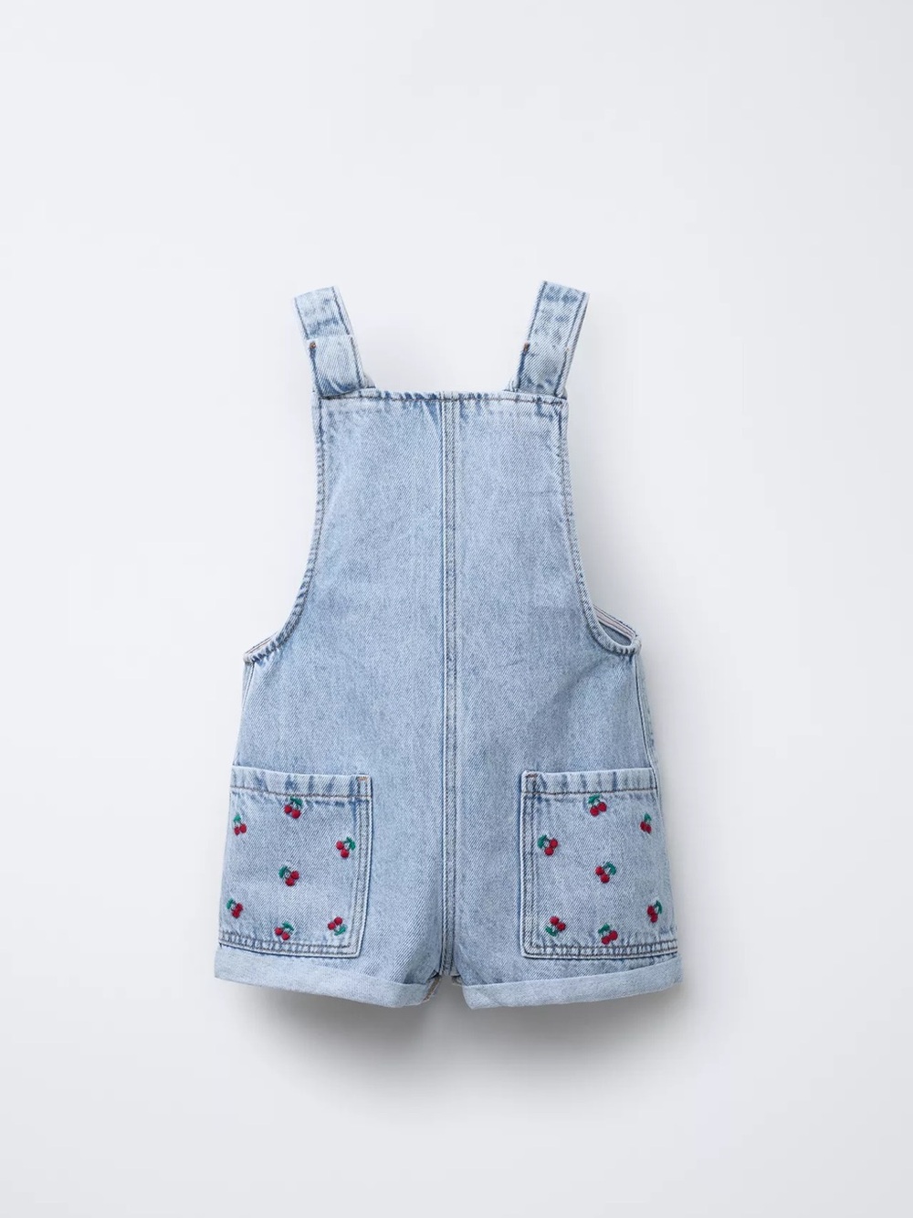 Zara Cherry embroidered denim overalls size 6